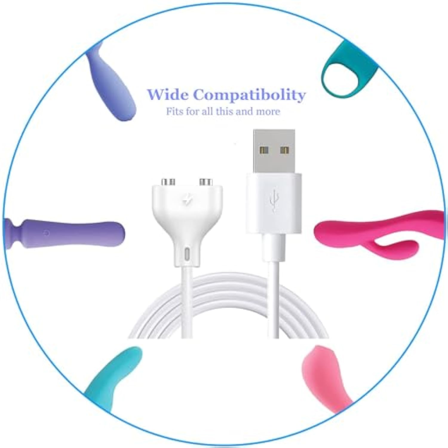 Magnetic USB DC Charger 2.7Ft Cord for Toys Massagers Toothbrushes 6mm