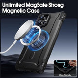 For Samsung Galaxy S25 Ultra Case With Stand [Built-In Camera Kickstand] Militaty Grade Drop Protection Rugged Case Compatible With Magsafe Accessories For Galaxy S25 Ultra Phone Case, Black