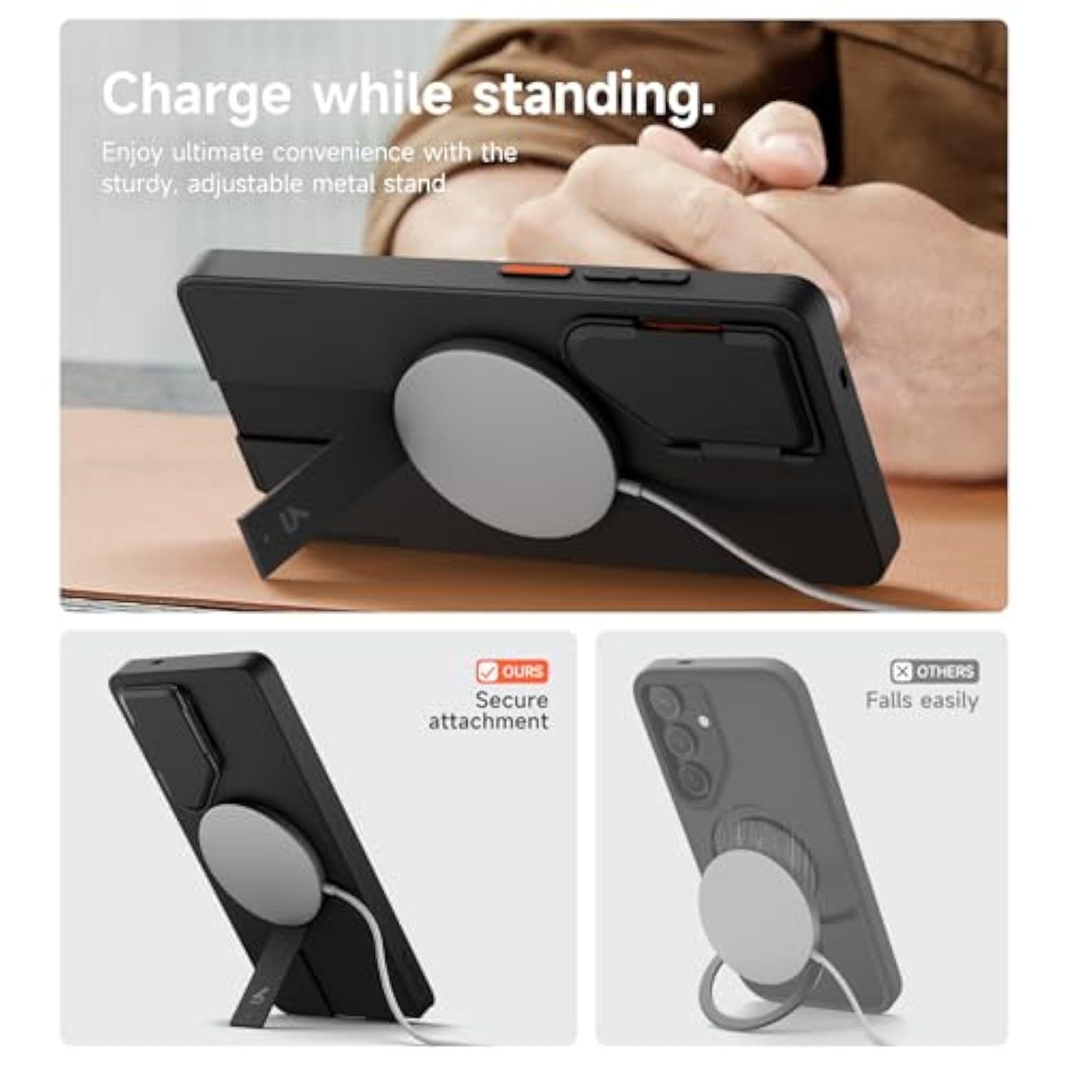 For Samsung Galaxy S25 Ultra Phone Case, Magnetic Protective Cover With Camera Cover & Adjustable Metal Kickstand For Galaxy S25 Ultra (2025)-Black