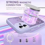Magnetic for iPhone 17 Case with Screen Protector [Compatible with MagSafe] Pretty Flower Floral Pattern Design, Shockproof Slim Cover for Women