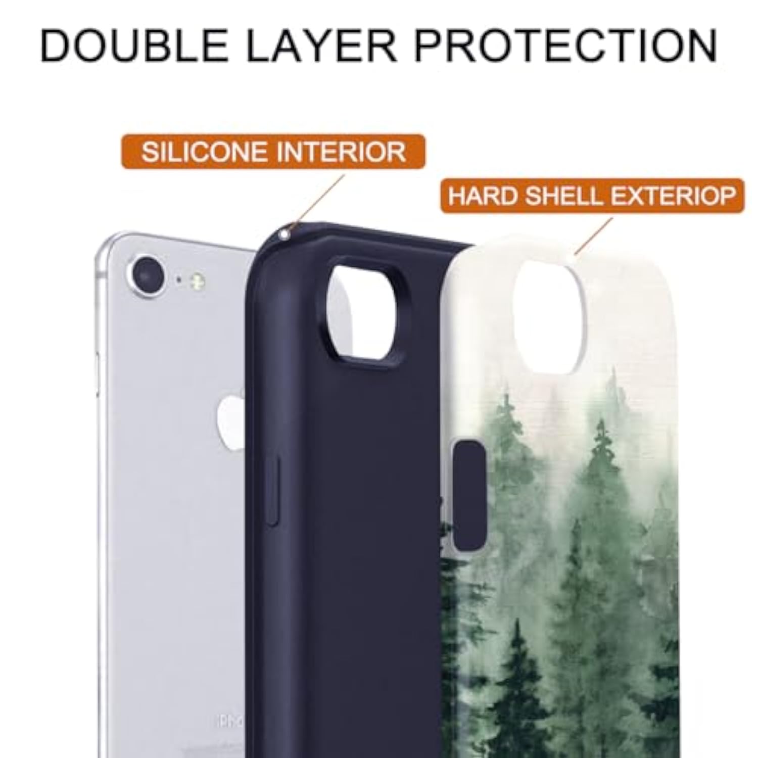 Case Compatible With Iphone 6S 6 Iphone 8/7 Se (2020)/ Se (2022) - Hybrid 2-Layer Hard Shell + Silicone Protective Case -Scratch-Resistant Shockproof Cover For Iphone 6S/6/7/8/ Se 4.7"(Forest)