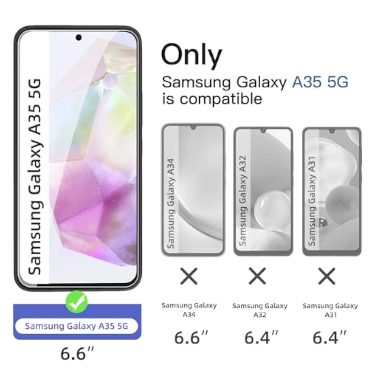 3-Pack Samsung Galaxy A35 5G 6.6 Inch Tempered Glass Screen Protector