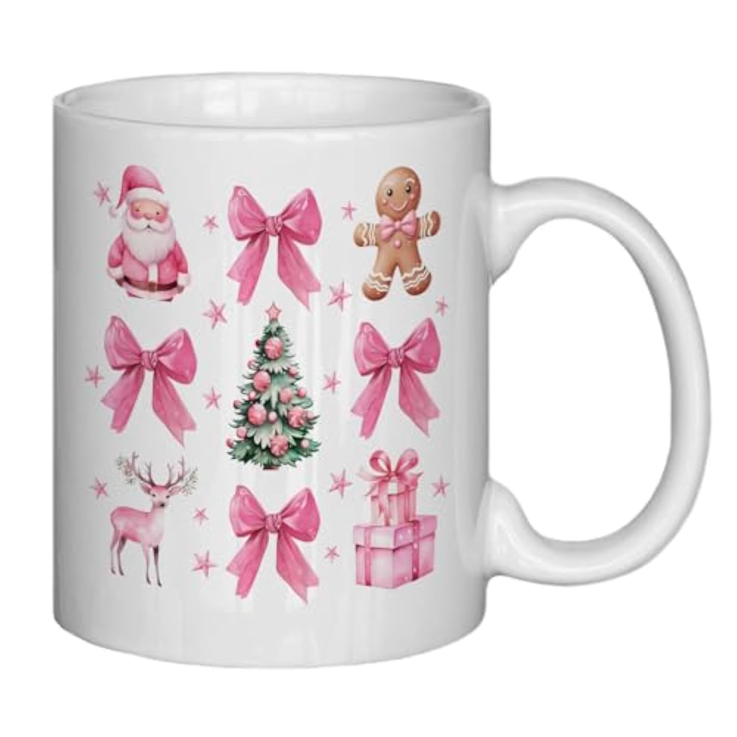 Bow Mug,Bow Cups,Pink Christmas Mug,Christmas Coffee Cups,Funny Christmas Coffee Cup,Merry Christmas Gifts For Women Men,Pink Bow Lovers Gift,Bow Coffee Mug 11Oz Cup,Pink Bow Mug