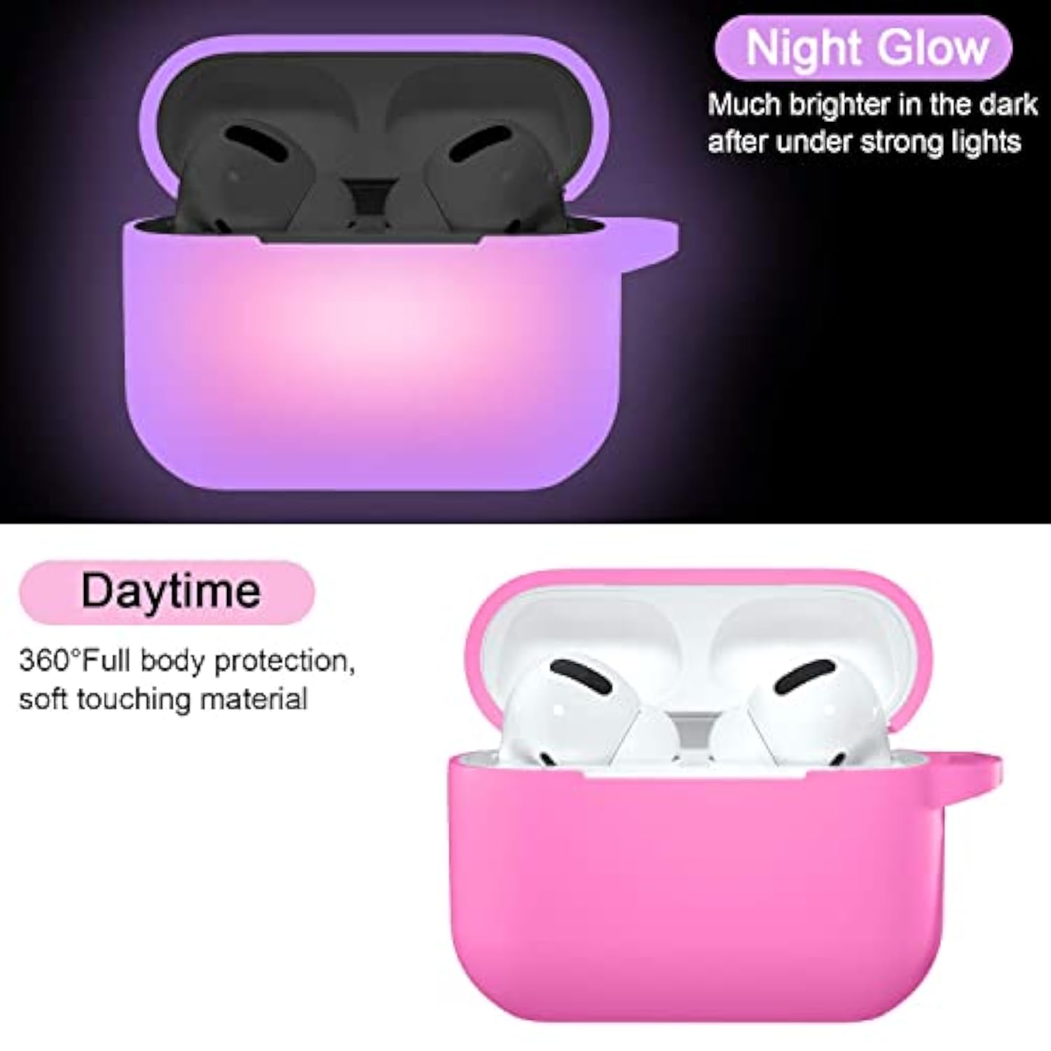 Night-Glow Airpods Pro Case Cover, Silicone Cases With Keychain Accessories For Apple Airpod Pro 1St/2Nd Case 2019 2022, Women Men