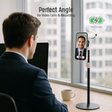 Magnetic Fast-Charging Desk Phone Stand (Adjustable Height) Compatible with MagSafe, Tall Wireless Charger, Heavy Metal Base (15W) Desktop iPhone