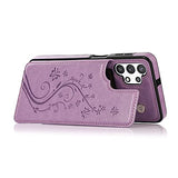 Phone Case For Samsung Galaxy A32 5G 6.5 Inch With Tempered Glass Screen Protector Card Holder Wallet Cover Stand Flip Leather Cell Accessories Glaxay A 32 32A S32 G5 A326U Cases Women Girl Purple