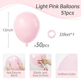 50Pcs 12-Inch Light Pink Balloons, Pastel Latex for Graduation & Party Decorations
