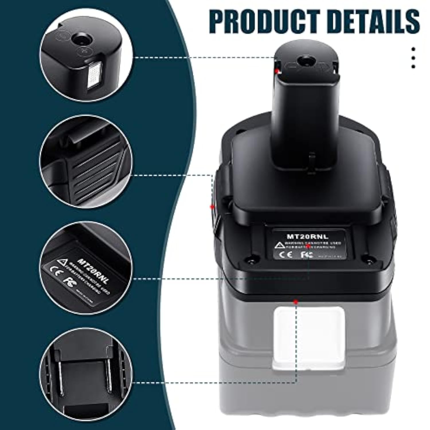 Obolts MT20RNL Adapter for Makita 18V Batteries to Ryobi 18V Power Tools
