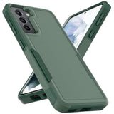 Dual Layer Protective Heavy Duty Cell Phone Cover Shockproof Rugged with Screen Protector for Samsung Galaxy S21 5G 2021, 6.2", Dark Green