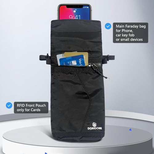 Faraday Bag for Phone, Signal Blocking Pouch, RFID Blocking Bag for Cell Phone & Key Fob, GPS WiFi Bluetooth Cellular Signal Shielding Case, Travel