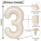40 Inch Cream Number 30 Balloon, Beige Large Self Inflating Foil 3 & 0 Balloons For Women Men 30Th Birthday Decorations 30 Helium Balloon Numbers For 30 Year Old Anniversary Baby Shower Party Supplies