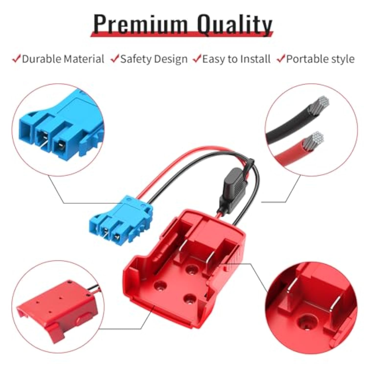 18V Power Wheels Adapter For Milwaukee M18 Battery, Power Wheels Battery Conversion Kit With Fuse Holder And Wire Harness Connector, Compatible With Peg-Perego Kids Ride-On Toy