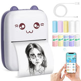 Sticker Printer, Thermal Bluetooth Inkless Printer With 10 Rolls Paper, Sticker Maker, Print Pod, Perfect For Notes, Journal, Diy, Kids Gifts, Compatible With Android & Ios