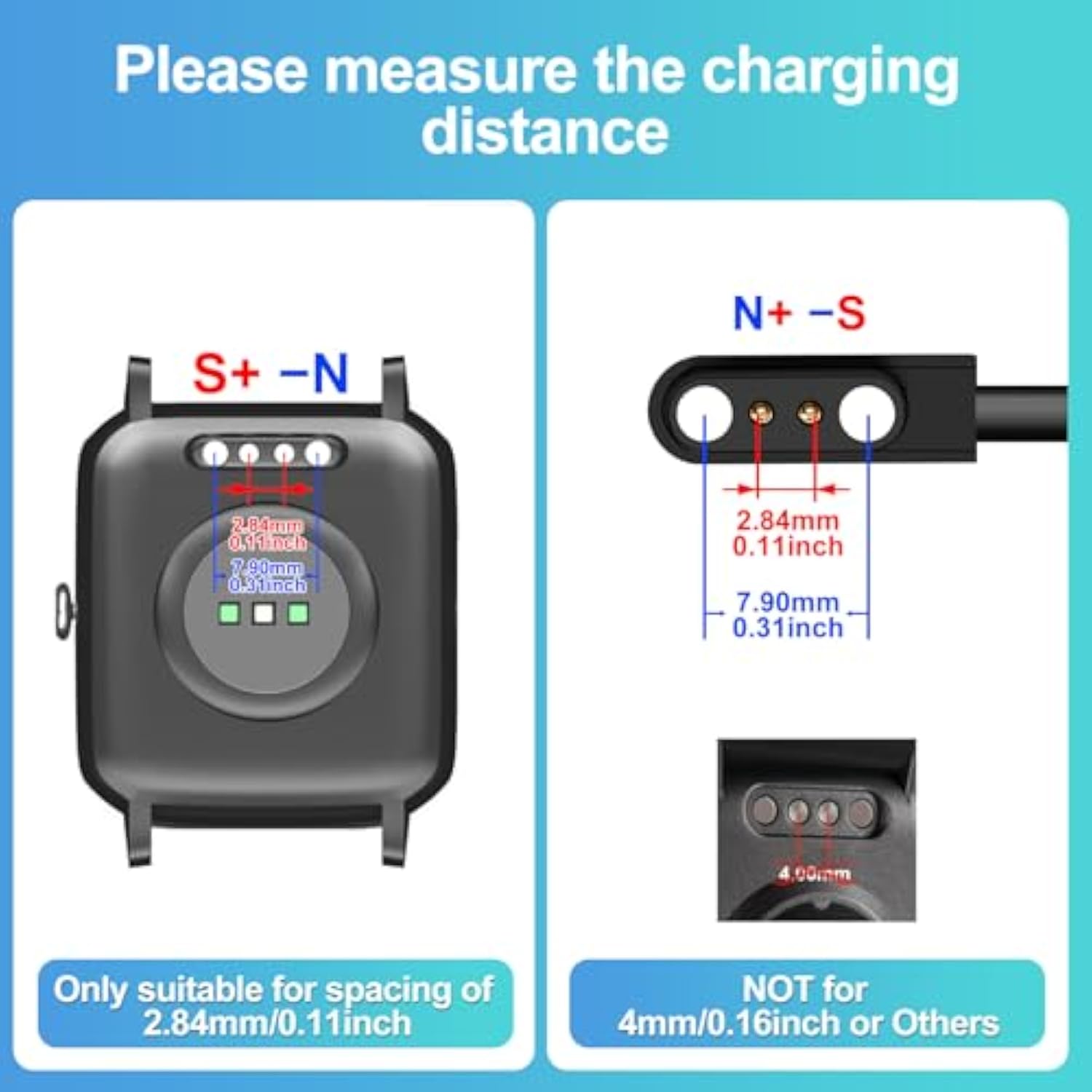 Smart Watch Charger With Magnetic Usb Charging Cable For Letsfit Willful Yamay Id205L Id205U Id205S Sw021 Sw023 Sw025 Umidigi Uwatch 3S 3 2 2S Urun Smartwatch - 3.3Ft