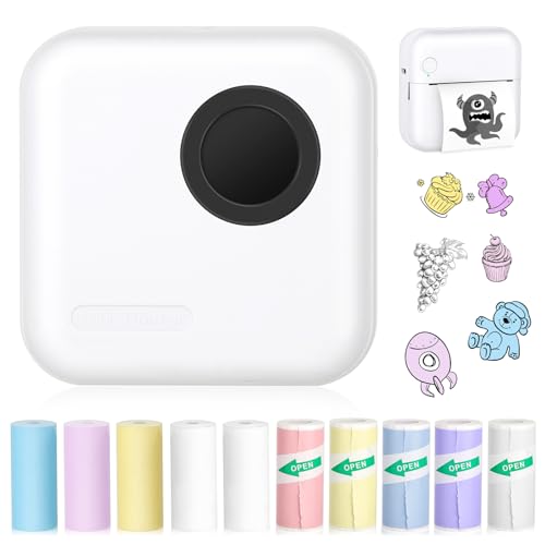 Mini Pocket Bluetooth Printer-Portable Thermal Printer With 10 Roll Papers For Journal/Diy Scrapbook/Travel/Notes/Lists/Label/Memo, Receipt Printer For Children Women Gifts Kids Christmas