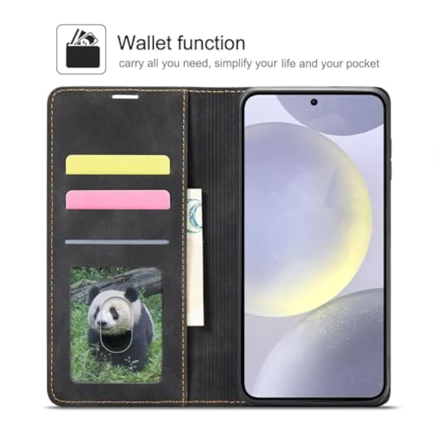 Samsung Galaxy S26 Wallet Case with 3 Card Holders and Black Design
