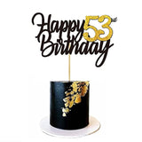 Happy 53Rd Birthday Cake Toppers Glitter 53Rd Anniversary Cake Topper 53 Years Loved Bday Decorations 53 Gold Birthday Cake Decorations Fifty-Three Party Supplies For Women Men(Black Gold)