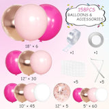 146-Pc Rose Red & Pink Champagne Balloon Garland Kit for Birthday, Wedding & More