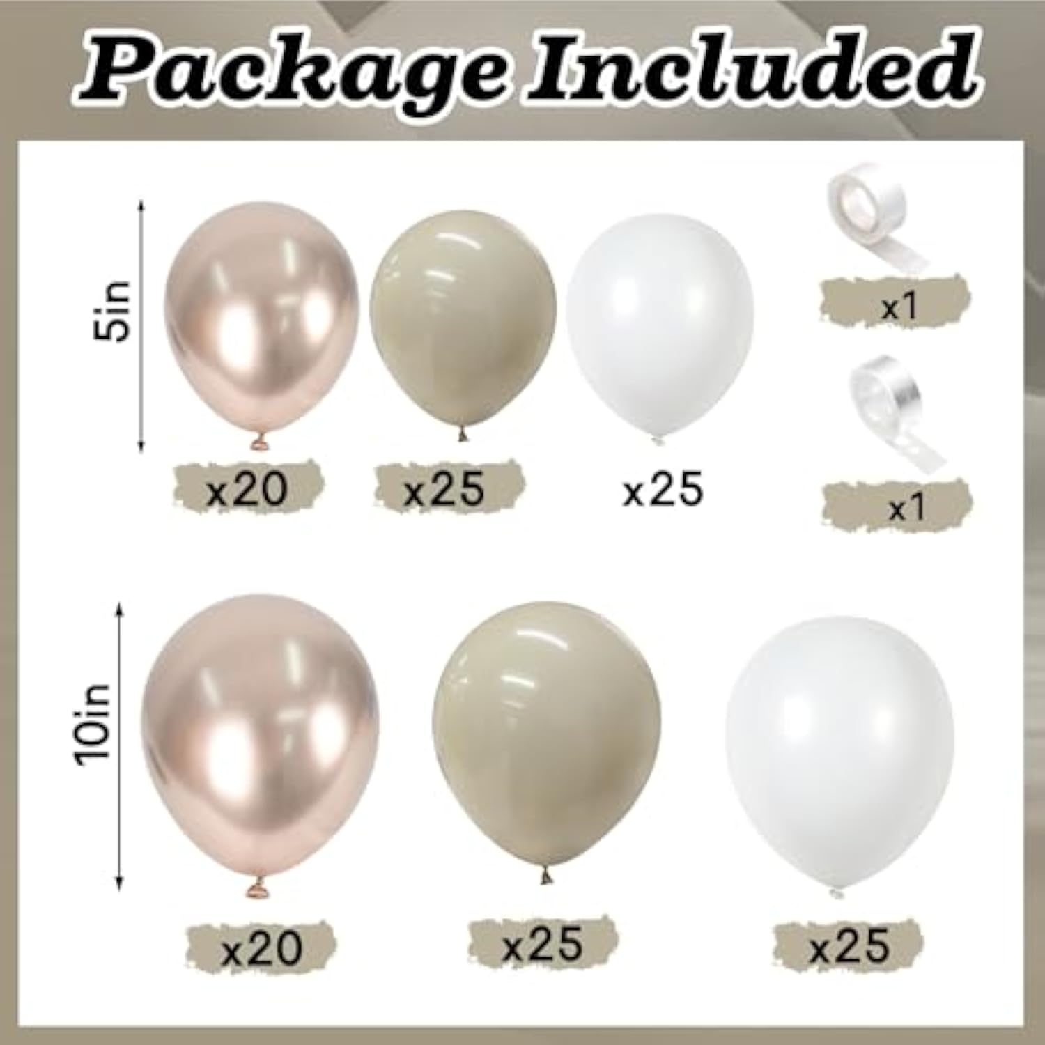 Neutral Champagne Gold Balloon Arch Kit - 142 PCS Party Decorations
