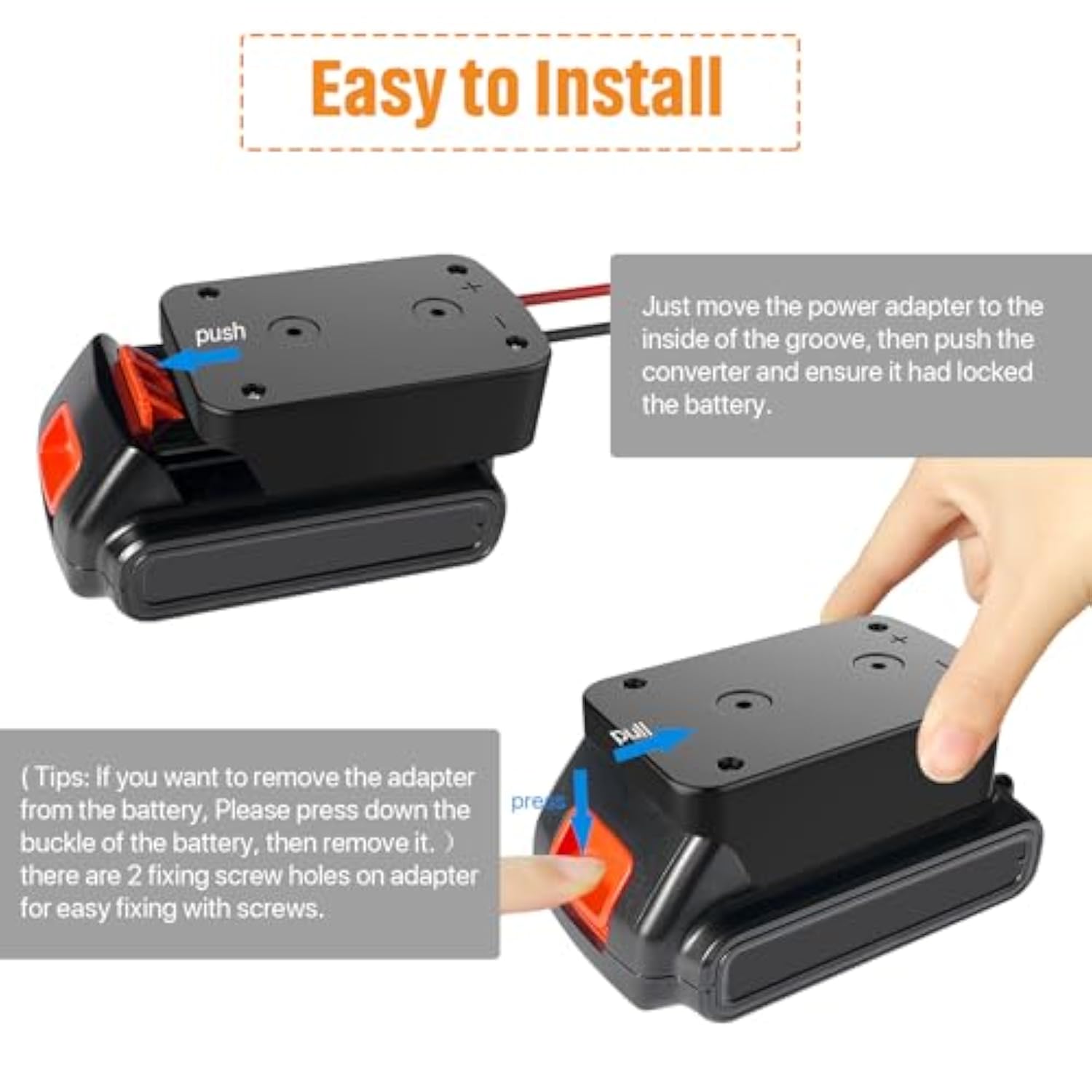 Power Wheel Adapter With Fuse&Switch, Secure Battery Adapter For 20V Max Lithium Battery,With 12 Gauge Wire, Good Power Convertor For Diy Ride On Truck, Robotics, Rc Toys And Work Lights