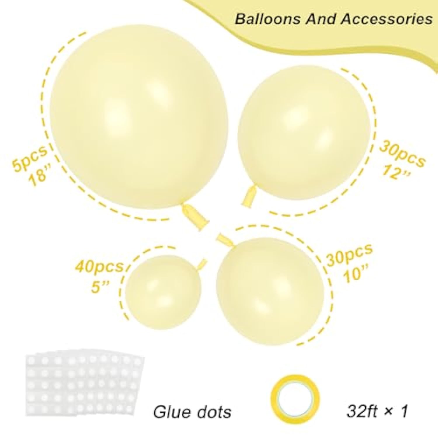 105pcs Pastel Yellow Balloon Garland Kit Macaron Balloons for Baby Shower and Party Decor