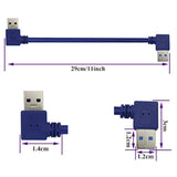 90 Degree Usb To Usb 3.0 Adapter Cable Left & Right Angle Usb 3.0 A Male To A Male Charging & Data Transfer Usb Cable For Hard Drive,Printers,Laptops,Keyboard,More Usb A Devices(0.3M/1Ft-Blue)