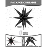8pcs Black Star Balloons 22 Inch Foil 4D Spike Mylar Balloons for Party Decorations