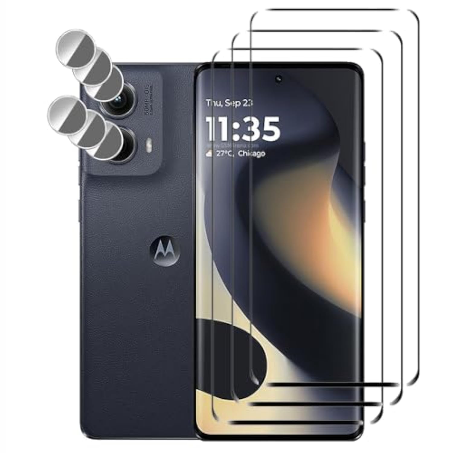 [3+3 Pack] Compatible For Motorola Moto Edge (2024) Tempered Glass Screen Protector + Camera Lens Protector, 9H Hardness Anti-Scratch No Bubble Screen Protector Film For Moto Edge 5G 2024 6.6"