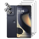 [3+3 Pack] Compatible For Motorola Moto Edge (2024) Tempered Glass Screen Protector + Camera Lens Protector, 9H Hardness Anti-Scratch No Bubble Screen Protector Film For Moto Edge 5G 2024 6.6"