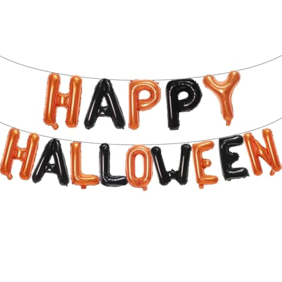 16" Black & Orange 'HAPPY HALLOWEEN' Foil Letter Balloons for Party Decor