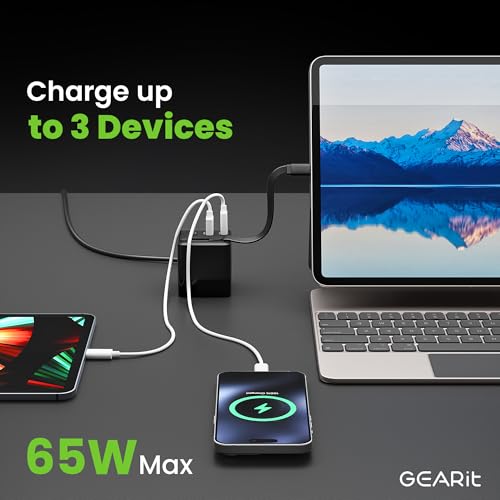 Laptop Charger for MacBook Pro 65W Fast Charge Block with Cable, Display Screen, Compatible with iPhone 17/16/15 Series, Galaxy S25/S24, MacBook Air,