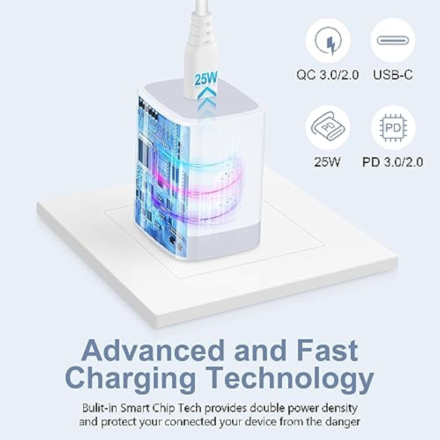 25W Samsung S24 Charger Usb C Plug In Wall Charger For Galaxy A25 A15 A05 A54 A14 A13 A03S S23 Ultra S22 S21 Fe,Iphone 15 Plus 14 13 12 Pro Max,Type C Fast Charging Block Outlet Box Usbc Power Adapter