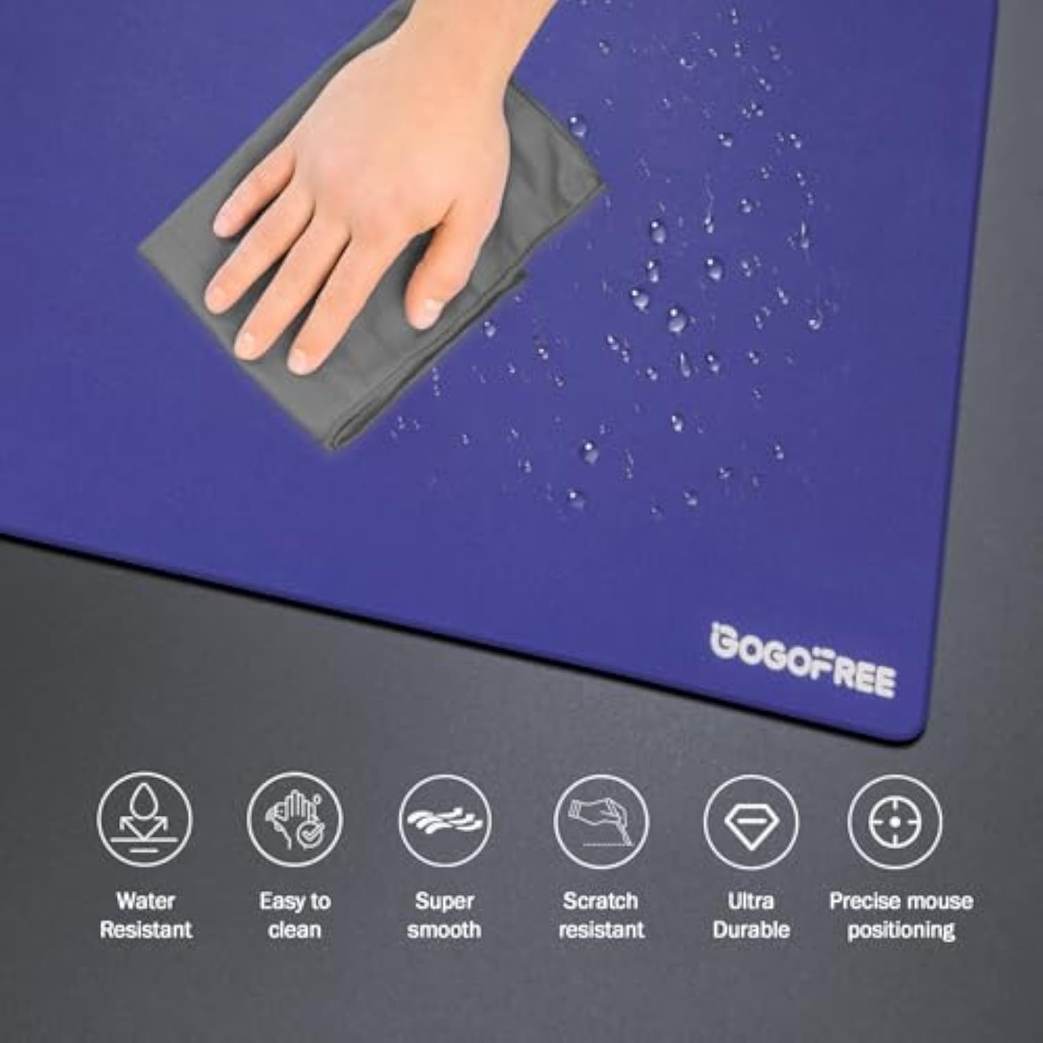 Glass Mousepad With Hard Surface For Gaming, Ultra Smooth Mouse Mat, Water-Resistant Large Mouse Pad Precision Speed Control For Esport Games/Office, Blue Xl(15.7’’×19.6’’)