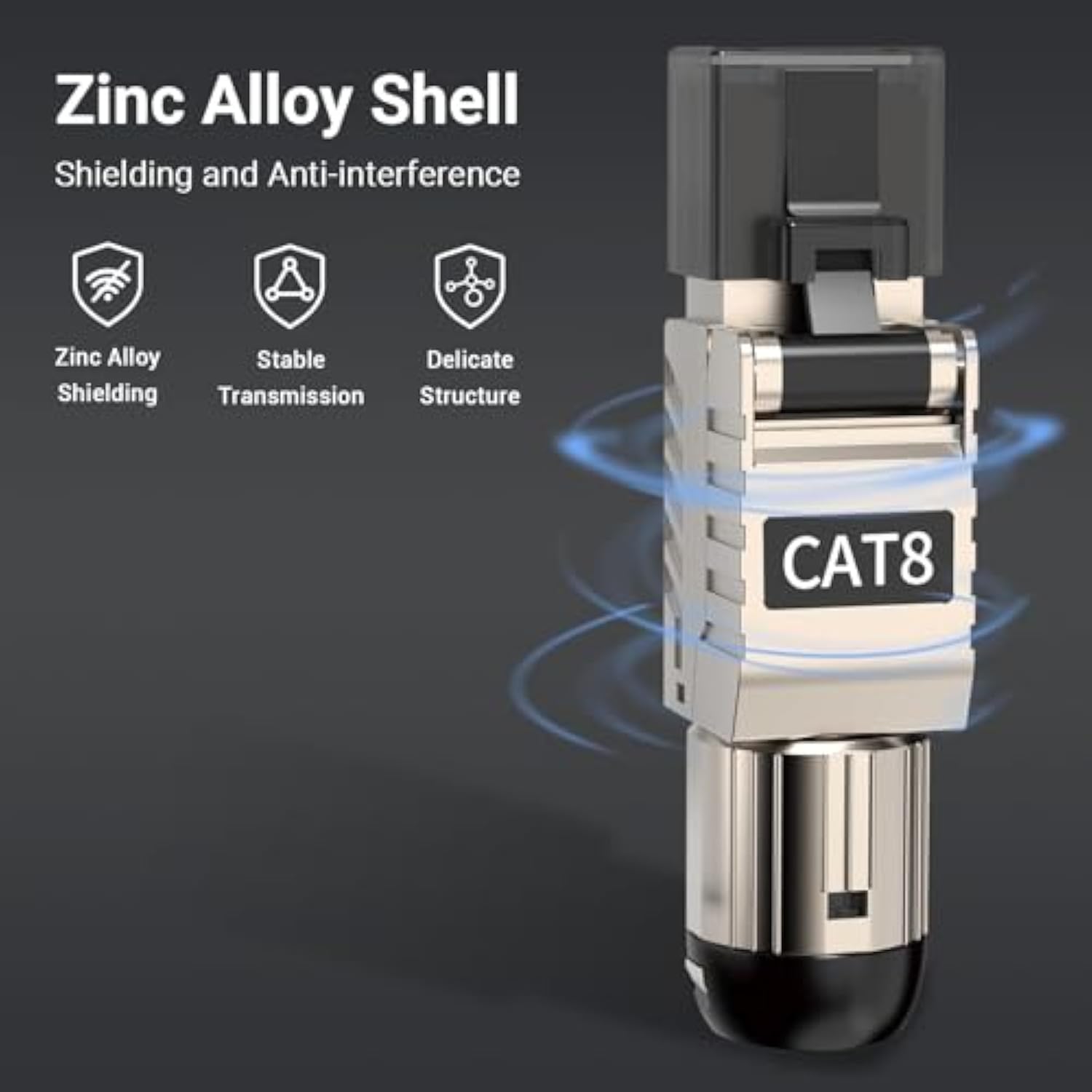 6-Pack Rj45 Connectors Tool Free Cat 8, Cat8 Field Termination Plug Shielded R