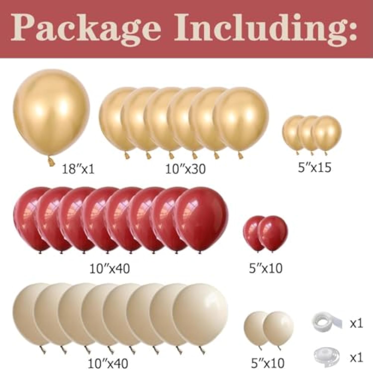146Pcs Burgundy Balloon Arch Kit for Wedding, Baby Shower, or Birthday Decor