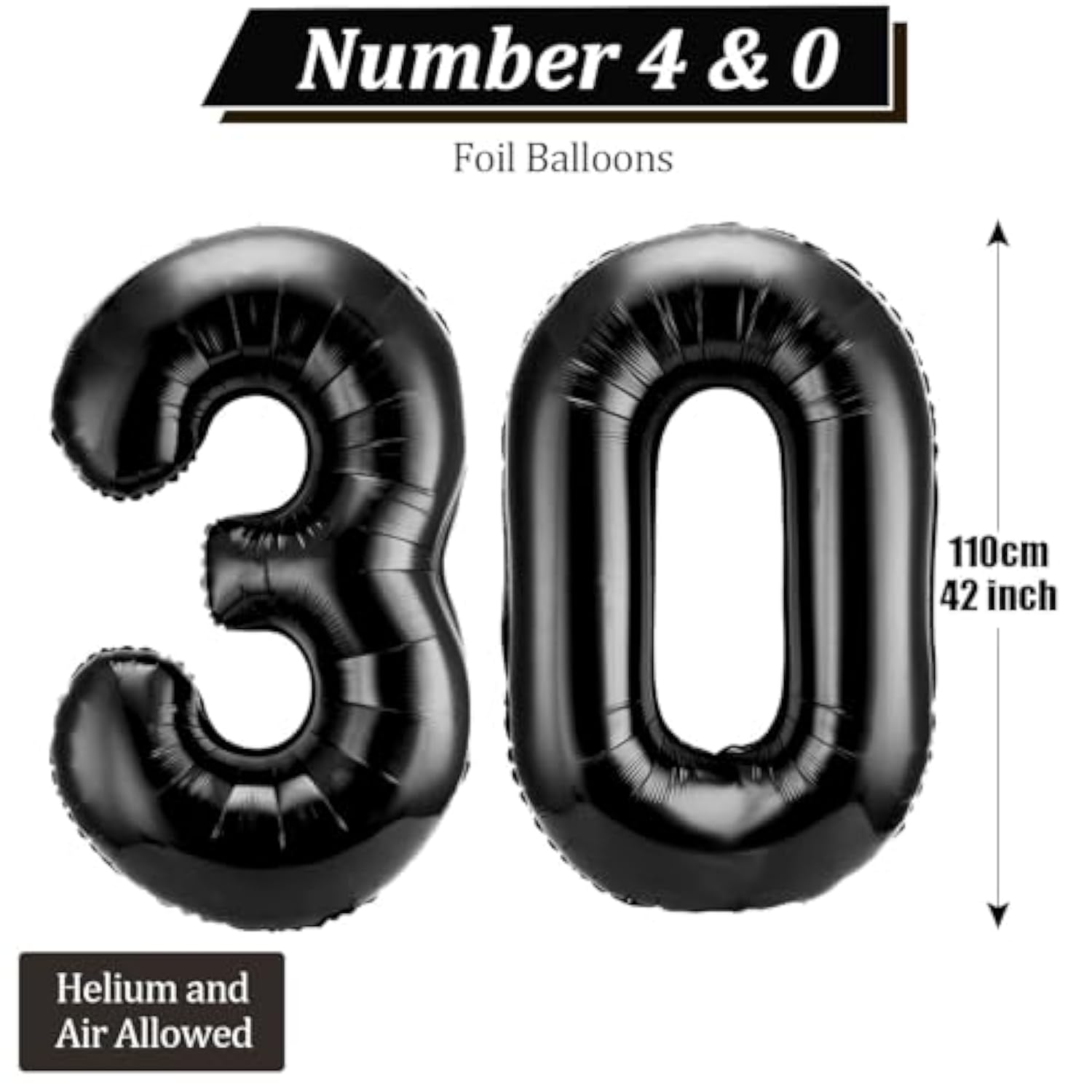 40 Inch Number 30 Balloons Jumbo Foil Balloons for 30th Birthday & Anniversary Decor