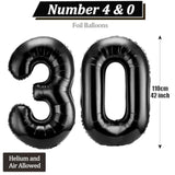 40 Inch Number 30 Balloons Jumbo Foil Balloons for 30th Birthday & Anniversary Decor