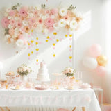 White Gold Pink Party-Decorations - 52Ft Paper Heart Streamers Garland Banner Women Birthday Bridal Shower Wedding Bachelorette Engagement Hanging Decor