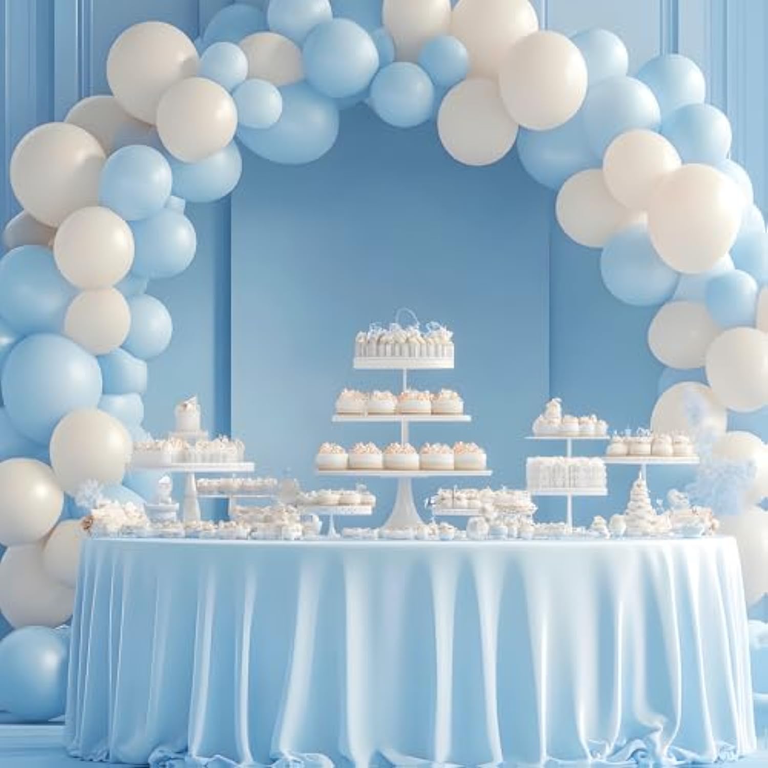 Pastel Blue Balloons Different Sizes 105Pcs 5/10/12/18 Inch For Garland Arch, Light Blue Latex Balloons For Birthday Party, Baby Shower, Gender Reveal, Wedding, Anniversary Party Decorations