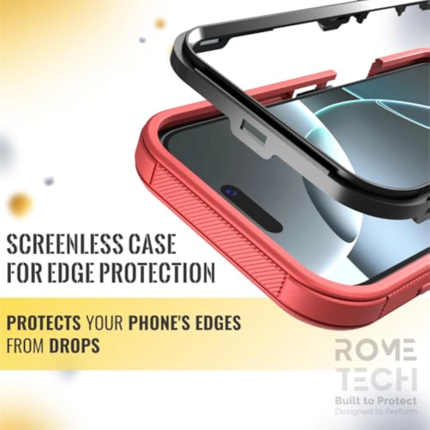 Designed For Iphone 16 Pro Case With Belt Clip Holster & Kickstand, Screenless Dual-Layer Shockproof Phone Case - Red & Black