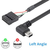 Mini Usb To Motherboard Cable, Usb Header To Mini Usb, 90 Degree Left Angled M