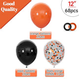 Halloween Balloon Set: Black, Orange, Confetti - 68 Piece Party Decor
