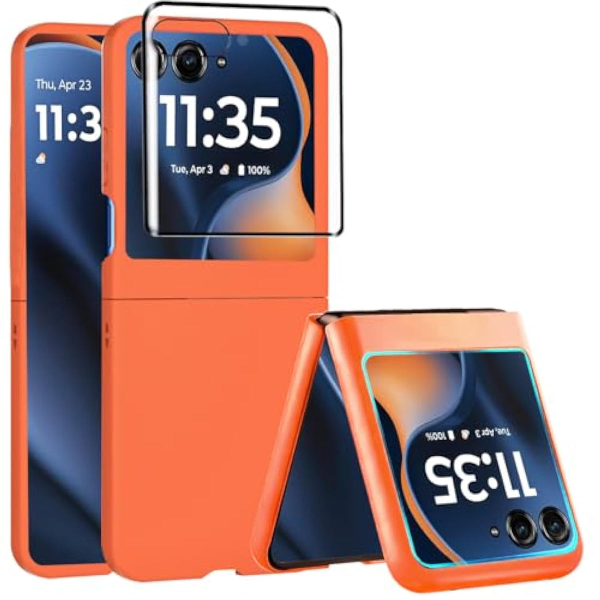Motorola Razr 2026/2025 Slim Thin Shockproof Protective Bumper Cover with Screen Protector, Orange