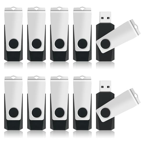 8Gb Flash Drive Usb Memory Stick 10 Pack, Bulk Thumb Drives Swivel Jump Drives Usb Storage Flash Drive With Lanyards, Portable Photo Stick Zip Pendrive Memoria Usb2.0 Sticks For Data Storage Backup