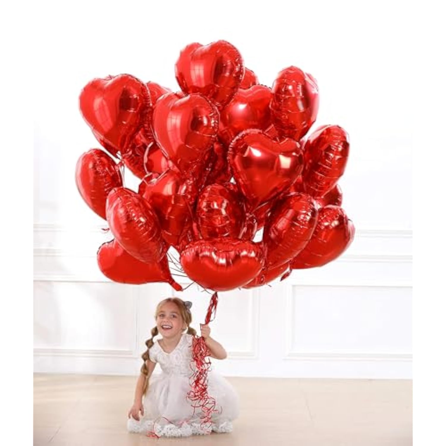30 Pcs Red Heart Balloons 18" Foil Love Balloons Mylar Balloons Heart