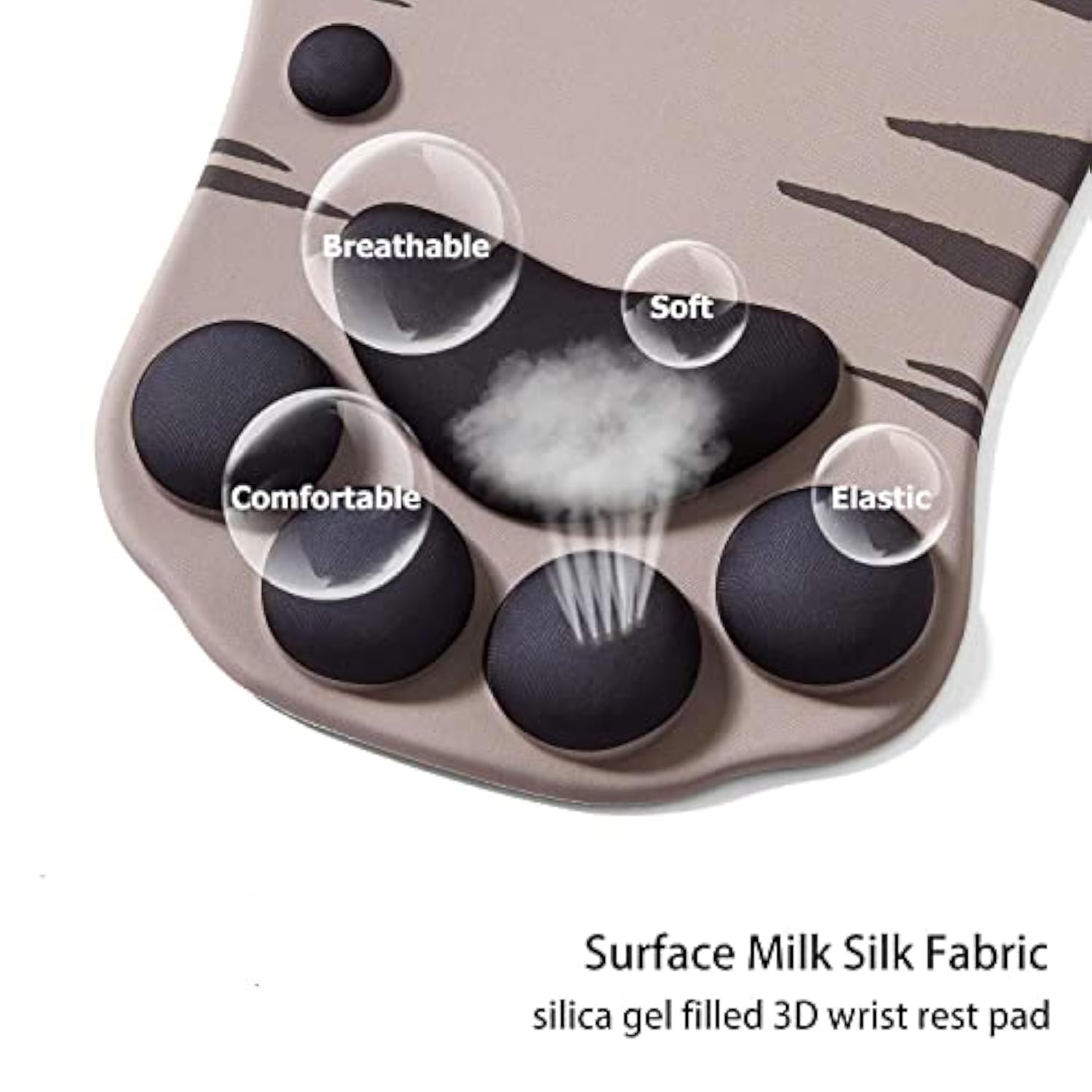 Mouse Pad Cat Paw, Ergonomic Mouse Pad, Mouse Mat With Wrist Support, Silicone Gel Mouse Pad, Cute Mouse Pad, Kawaii Mouse Pad, For Home/Office/Gaming, Mouse Mat Grey & Black