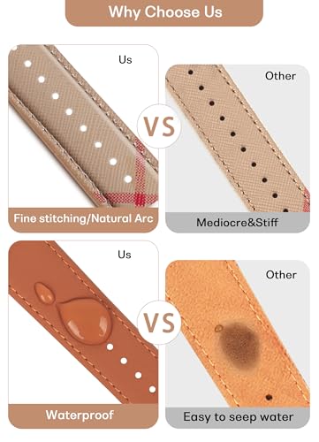 Designer Watch Band for Women Compatible with  Watch Bands 41mm 40mm 38mm, Luxury Leather Classic Beige Plaid Watch Band Compatible for iWatch