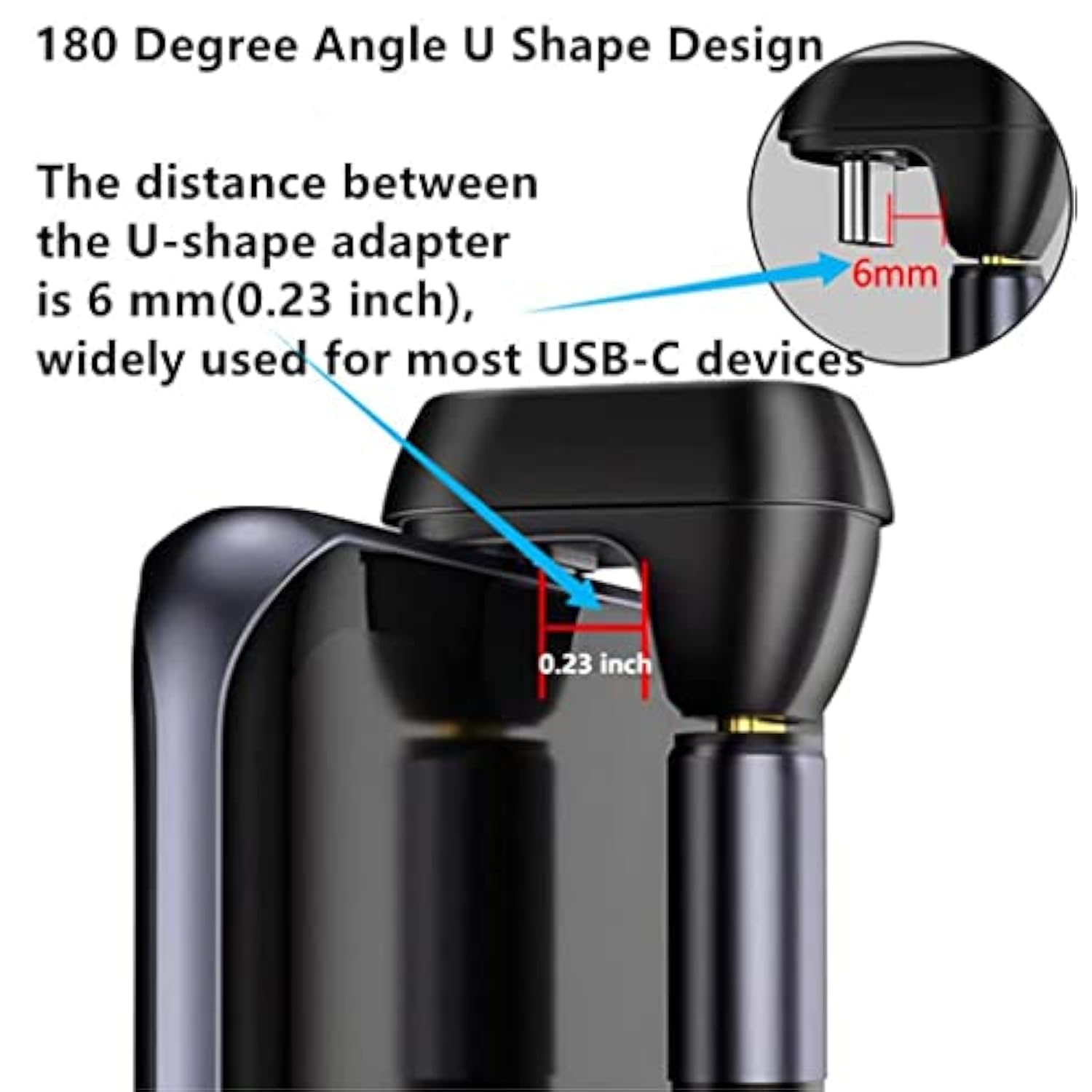 U Shape Usb C Adapter 40Gbps 180 Degree Angle Usb 4 Adapter Type C Male To Fem