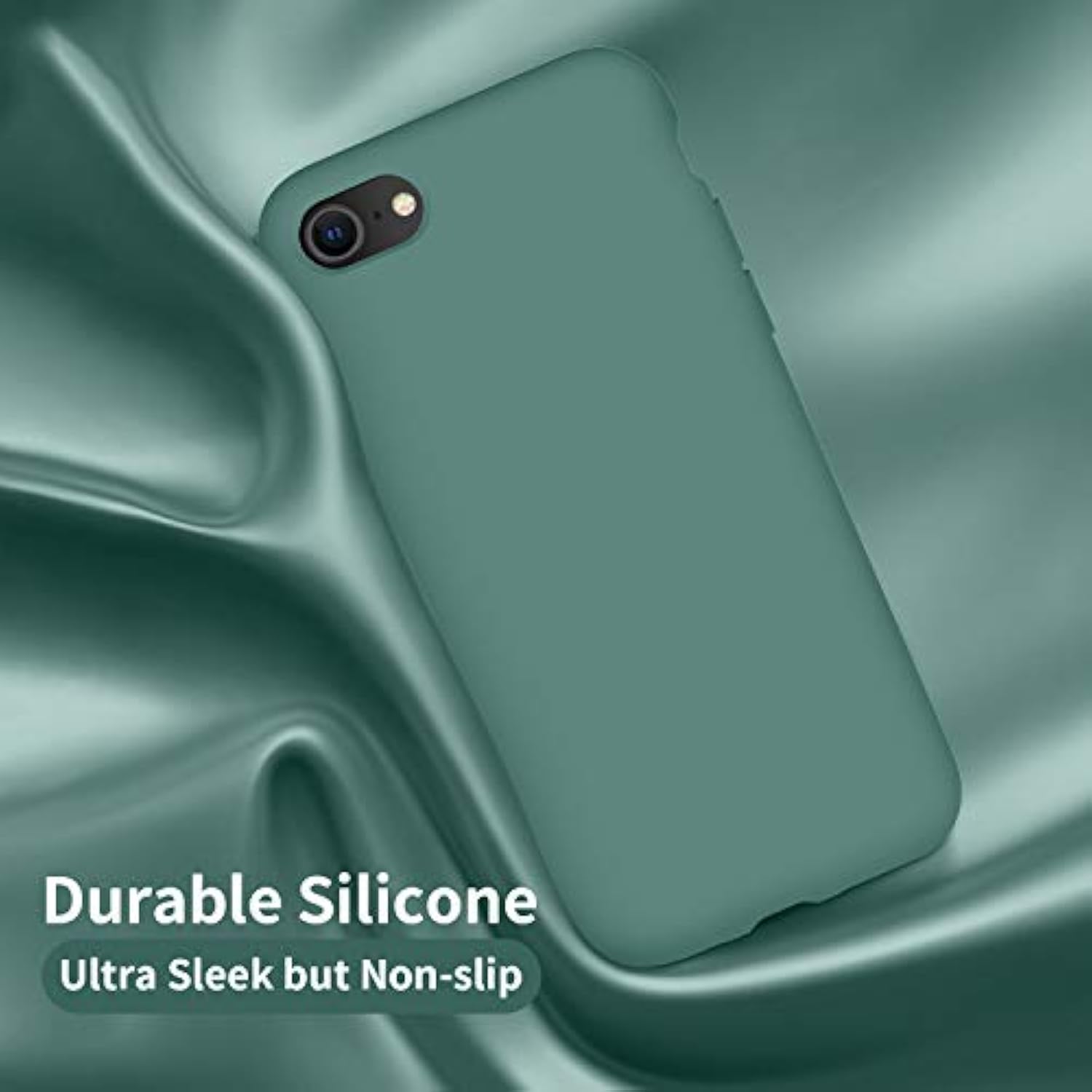 Designed For Iphone Se Case 2022/2020, Designed For Iphone 7 8 Case, Silicone Ultra Slim Shockproof Phone Case With [Soft Microfiber Lining], 4.7 Inch, Midnight Green