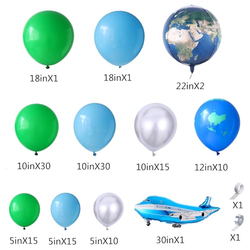 132Pcs Blue Green Balloon Arch Garland Kit for Earth Day Party Decorations